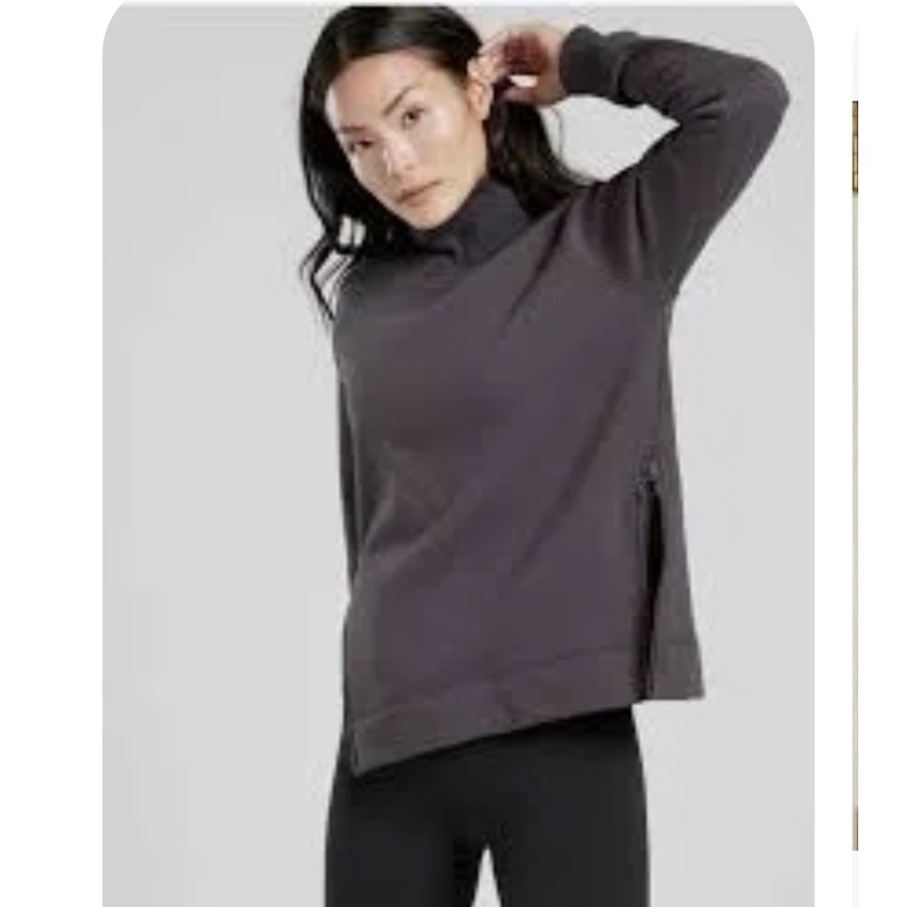 Athleta Oversized XS Cozy Karma side Zip Funnel Neck Long Sleeve Sweatshirt Top